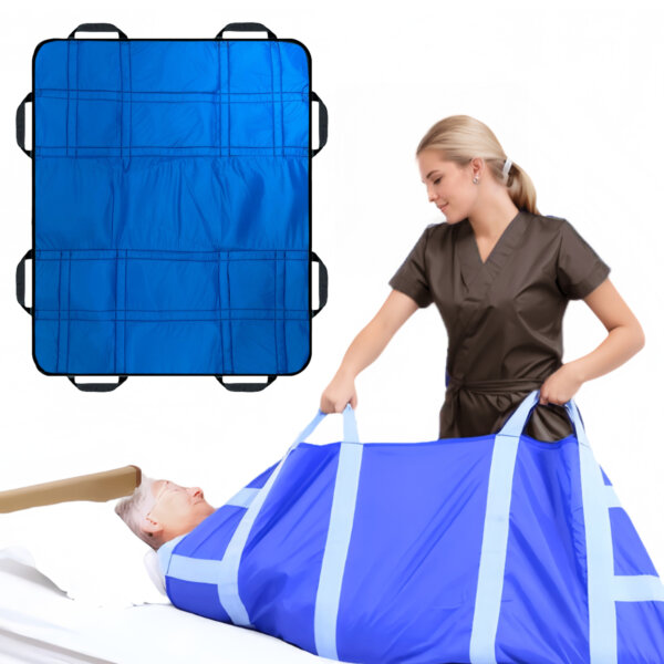 NurtureCare Upgraded 3-Layer Comfort Positioning Bed Pad with Handles 43"x36" MEDIUM, Elderly Assistance Products, Washable Waterproof Transfer Sheet for Turning Over, Lifting, Inconvenience Care